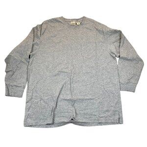 L.L. Bean Men's Gray T-Shirt XXL Long-Sleeve Pocket 100% Cotton Regular Fit Clas